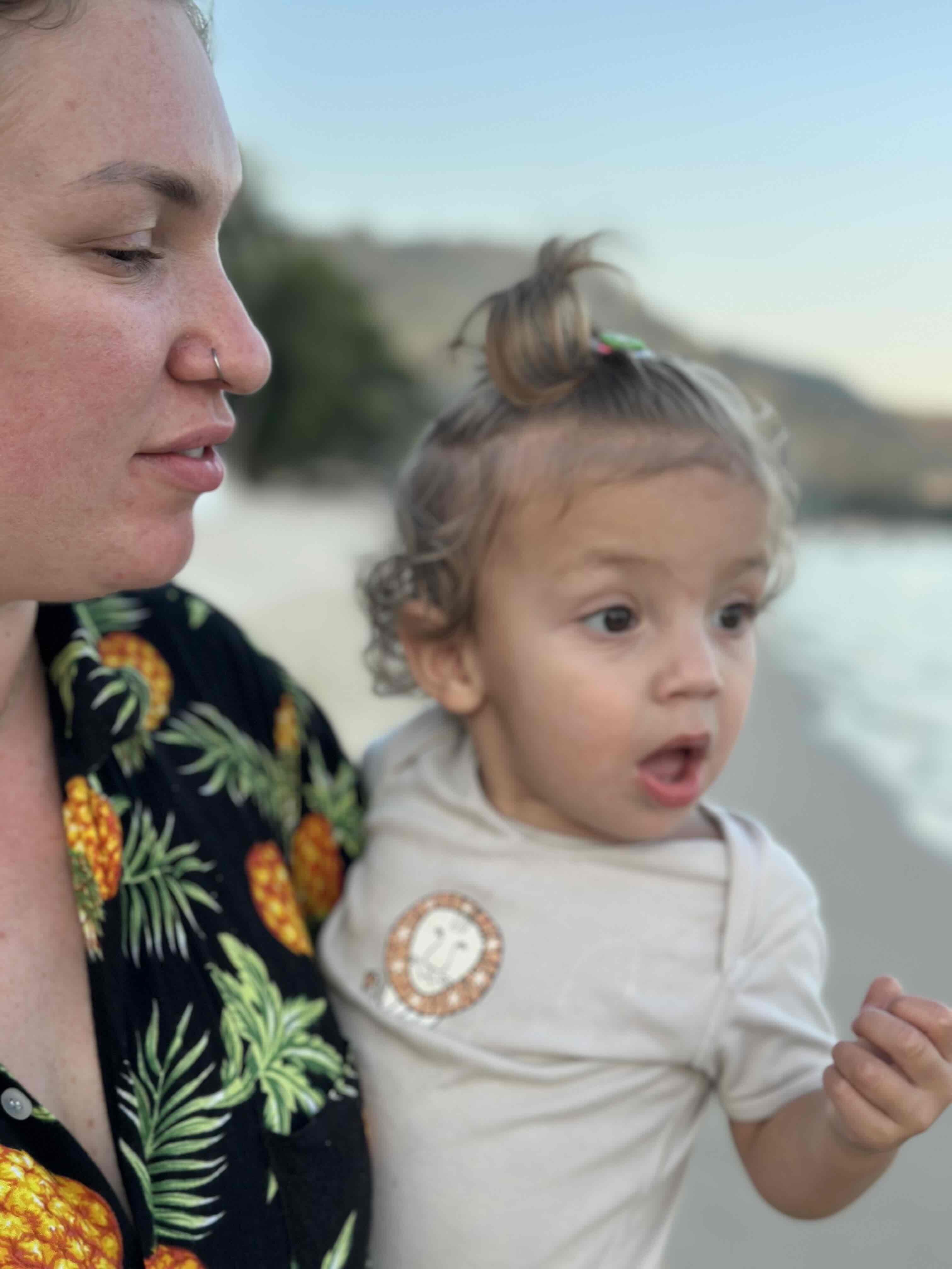 Mom and daughter at the beach